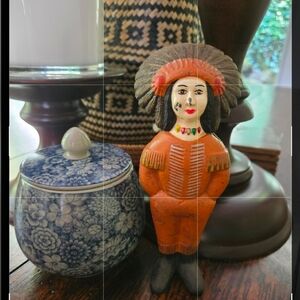 Vintage Caast Iron Small Native American Indian Chief Bank